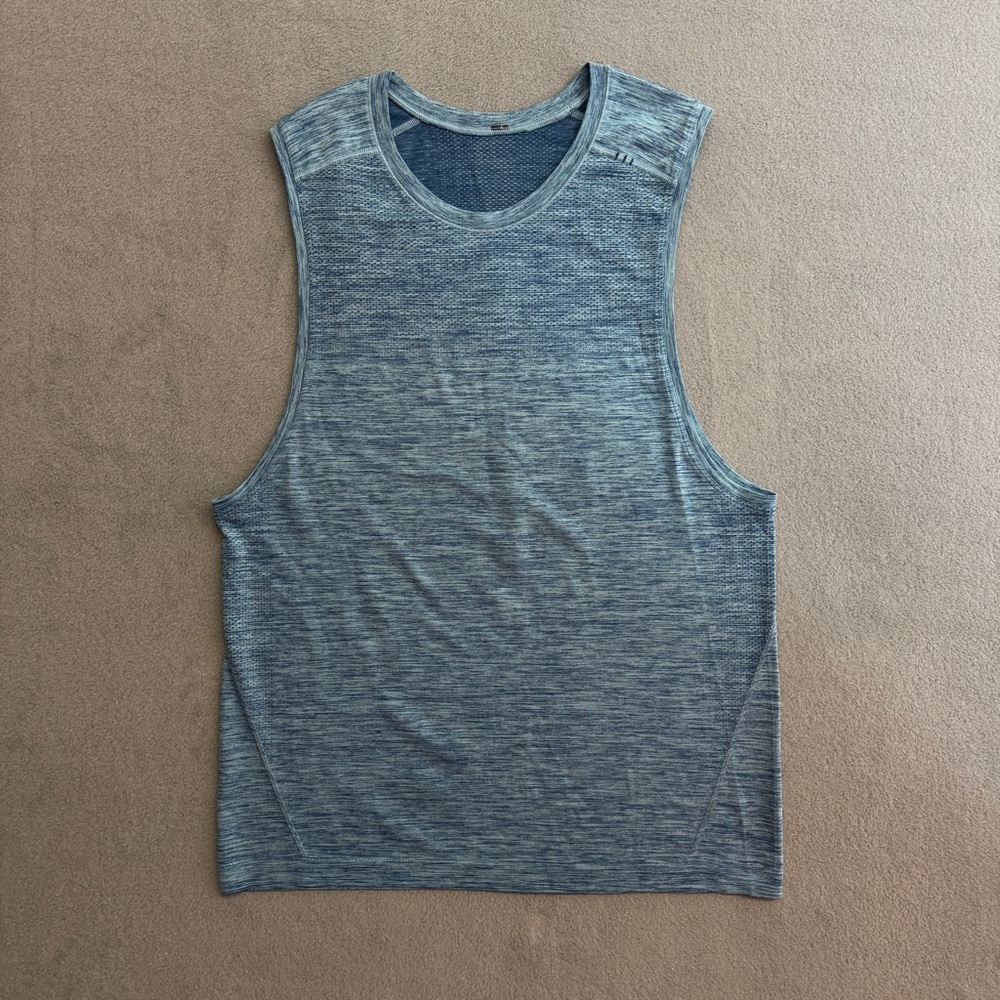 Lululemon Tank Top Medium Men's Blue Metal Vent Sleeveless Shirt Muscle Athletic